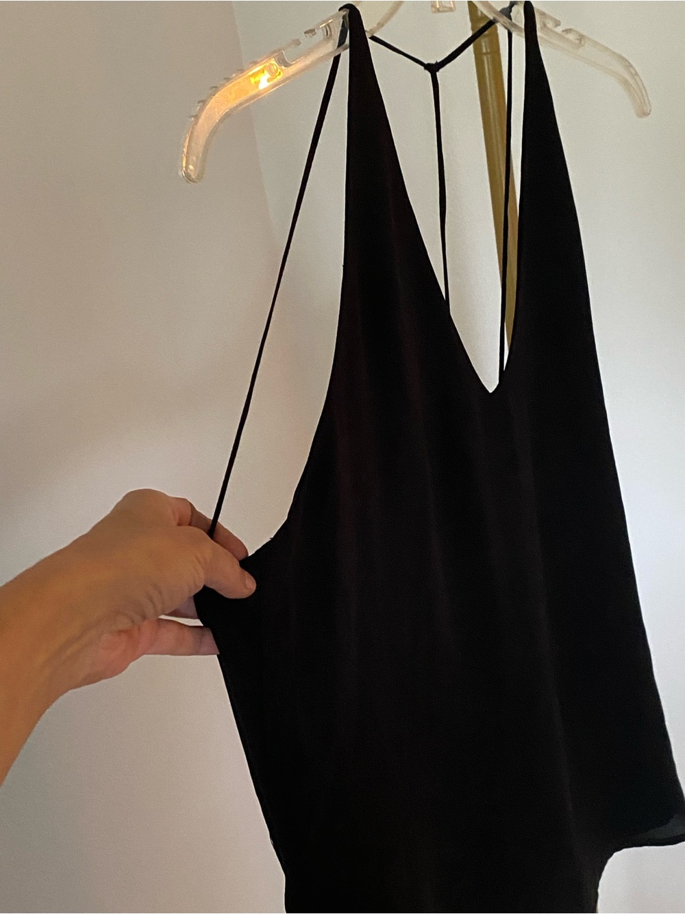 Twist Black Draped Open-Side Racerback Tank Top - Picture 11 of 12